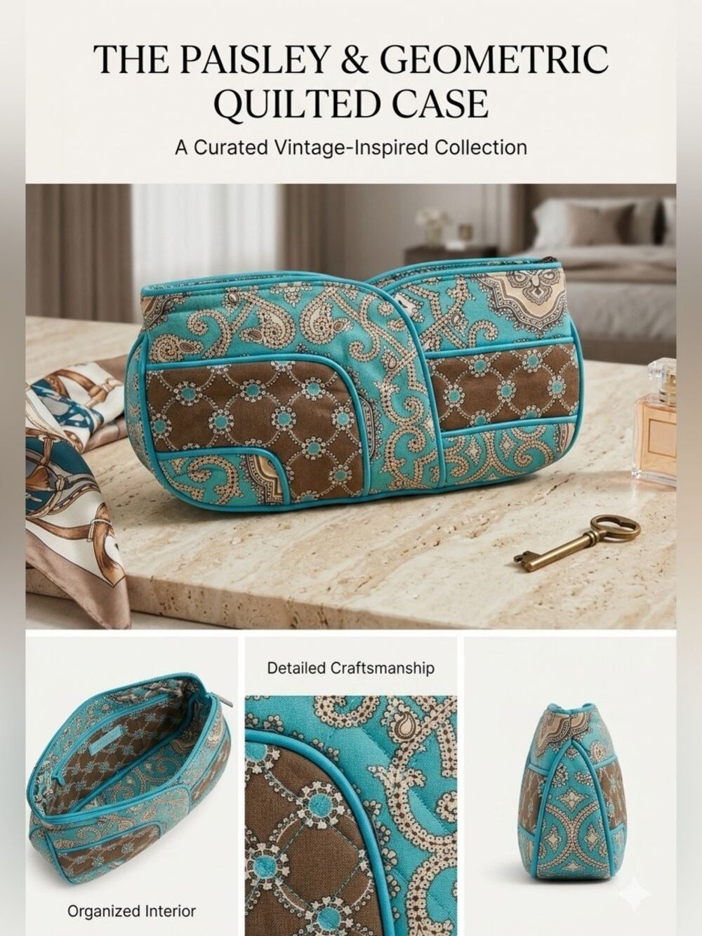 Vera Bradley Jazzy Clutch Wristlet in the retired Totally Turquoise pattern